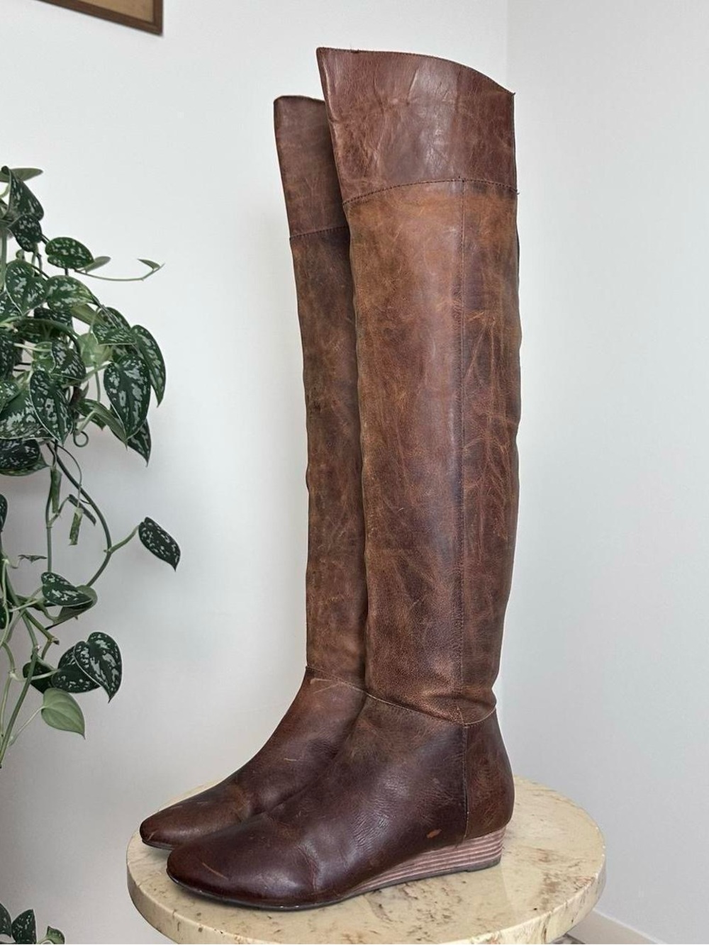 Vintage 90s early 2000s black long tall knee high, thigh high, high heel boots